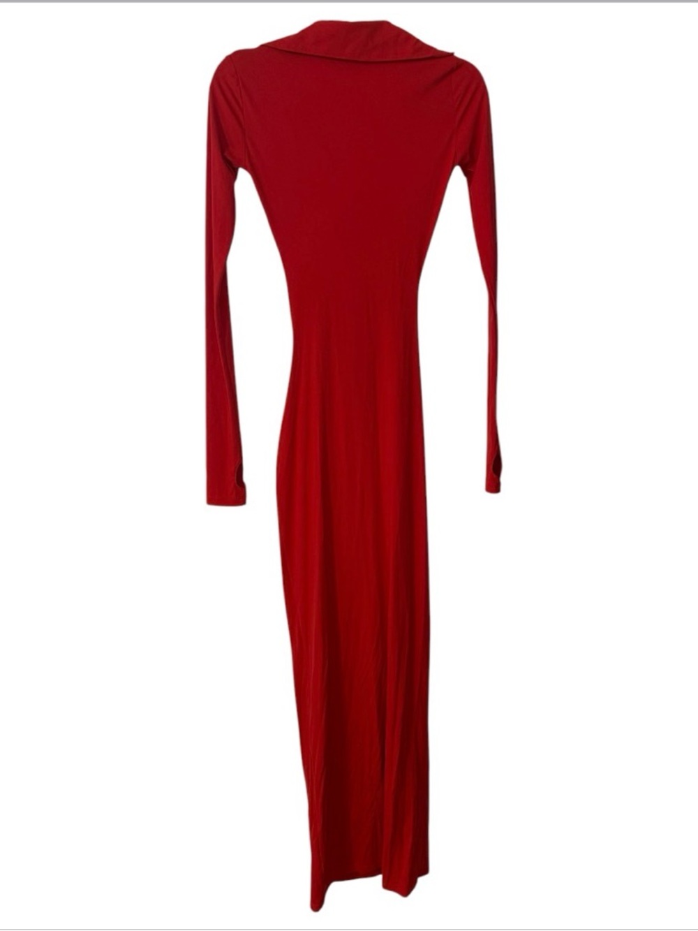 Khy Cherry Red Smooth Stretch Ruched Maxi Dress - Picture 3 of 5